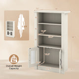 48.5" Modern Bookcase 4-Tier with 2 Translucent Fluted Doors and Anti-Tipping Kits-White