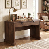 48" Farmhouse Executive Desk with 2 Drawers for Studying and Writing-Brown