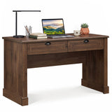 48" Farmhouse Executive Desk with 2 Drawers for Studying and Writing-Brown