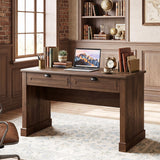 48" Farmhouse Executive Desk with 2 Drawers for Studying and Writing-Brown