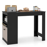 48 Inch Bar Table with Storage Cabinet and Wine Rack-Black