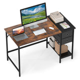Computer Desk with 2 Fabric Drawers Industrial Home Office Desk