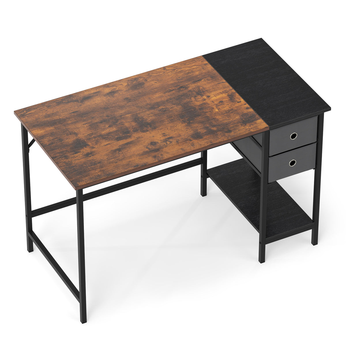Computer Desk with 2 Fabric Drawers Industrial Home Office Desk