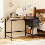 Computer Desk with 2 Fabric Drawers Industrial Home Office Desk