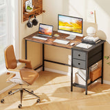 Computer Desk with 2 Fabric Drawers Industrial Home Office Desk
