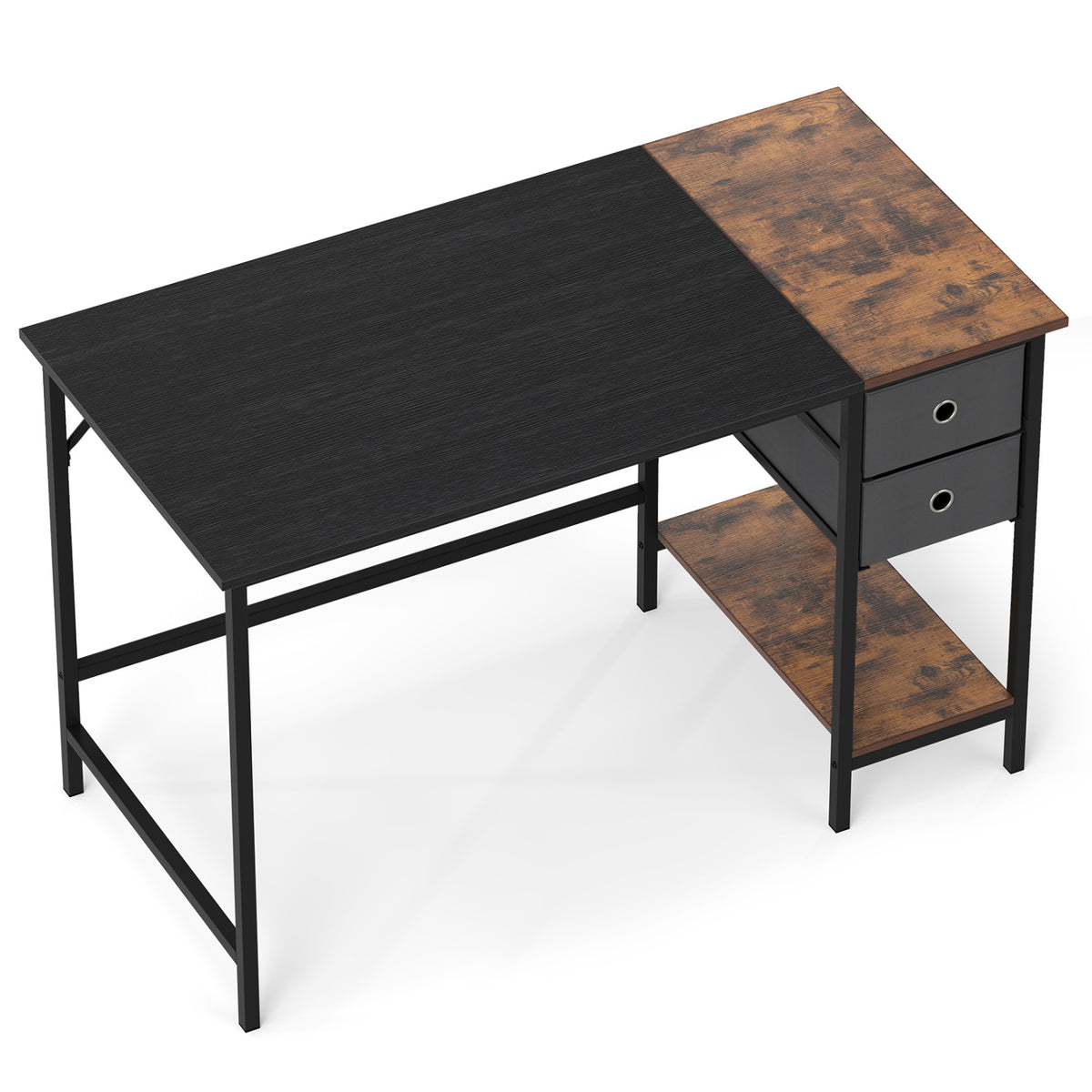Computer Desk with 2 Fabric Drawers Industrial Home Office Desk