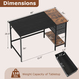 Computer Desk with 2 Fabric Drawers Industrial Home Office Desk