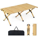 48 Inch Folding Camping Table with Carry Bag for Backyard-Natural