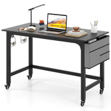 48 Inch Rolling Computer Desk with Heavy-duty Metal Frame for Home and Office