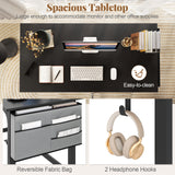 48 Inch Rolling Computer Desk with Heavy-duty Metal Frame for Home and Office