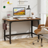 48 Inch Rolling Computer Desk with Heavy-duty Metal Frame for Home and Office