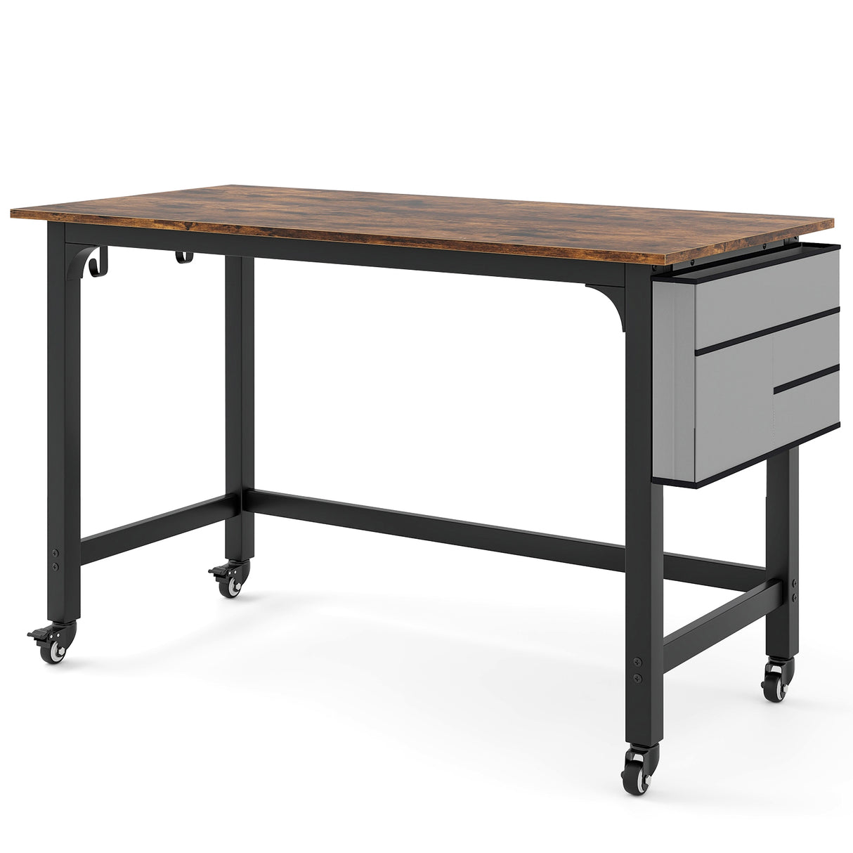 48 Inch Rolling Computer Desk with Heavy-duty Metal Frame for Home and Office