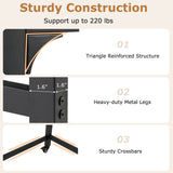 48 Inch Rolling Computer Desk with Heavy-duty Metal Frame for Home and Office