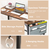 48 Inch Rolling Computer Desk with Heavy-duty Metal Frame for Home and Office