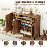 48 Inch Sideboard Buffet Cabinet with Drawer and Metal Legs-Natural