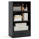 48 Inch Tall 4 Tiers Wood Bookcase with Drawer