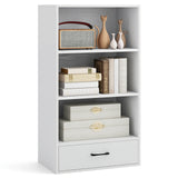 48 Inch Tall 4 Tiers Wood Bookcase with Drawer