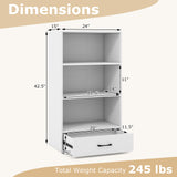 48 Inch Tall 4 Tiers Wood Bookcase with Drawer