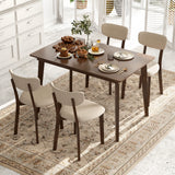 48 Inch Wooden Dining Table with Rubber Wood Legs for 4 People-Brown
