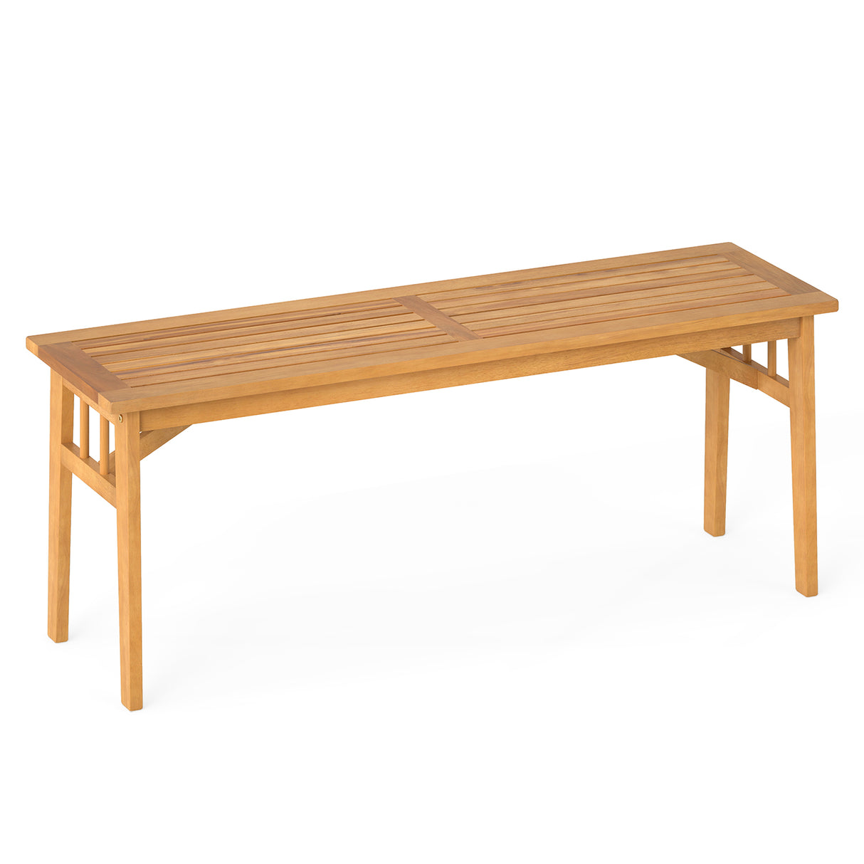 48 Inches Acacia Wood Bench with Breathable Slat Seat and Stable Triangular Structure