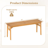 48 Inches Acacia Wood Bench with Breathable Slat Seat and Stable Triangular Structure