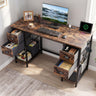 Computer Desk with Power Outlet Home Office Desk with 4 Fabric Drawers