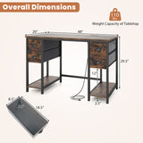 Computer Desk with Power Outlet Home Office Desk with 4 Fabric Drawers