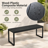 48" Outdoor Bench Set of 2 with Wood-Plastic Composite and Metal Frame Slatted Sea-Black