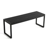 48" Outdoor Bench with Wood-Plastic Composite and Metal Frame Slatted Sea for Garden-Black