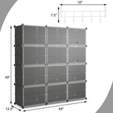 12-Cube 48 Pairs Portable Shoe Shelves with Hook