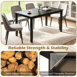 48" Rectangular Kitchen Table with Solid Rubber Wood Legs for Dining Room-Black