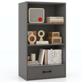 48 Inch Tall 4 Tiers Wood Bookcase with Drawer