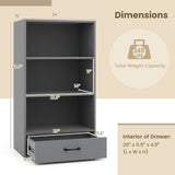 48 Inch Tall 4 Tiers Wood Bookcase with Drawer