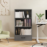 48 Inch Tall 4 Tiers Wood Bookcase with Drawer
