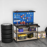 48 x 24 Inch Workbench Work Table with 3 PCs Pegboard Drawer and Shelves