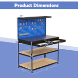 48 x 24 Inch Workbench Work Table with 3 PCs Pegboard Drawer and Shelves
