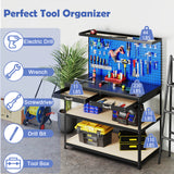 48 x 24 Inch Workbench Work Table with 3 PCs Pegboard Drawer and Shelves