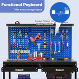 48 x 24 Inch Workbench Work Table with 3 PCs Pegboard Drawer and Shelves