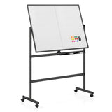 48" x 36" Double-Sided Mobile White Board with Lockable Universal Wheels for Office