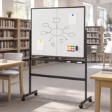 48" x 36" Double-Sided Mobile White Board with Lockable Universal Wheels for Office