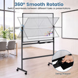 48" x 36" Double-Sided Mobile White Board with Lockable Universal Wheels for Office