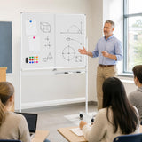 48" x 36" Double-Sided Mobile White Board with Lockable Universal Wheels for Office