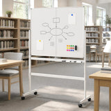 48" x 36" Double-Sided Mobile White Board with Lockable Universal Wheels for Office