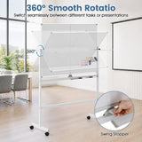 48" x 36" Double-Sided Mobile White Board with Lockable Universal Wheels for Office
