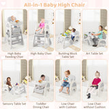 Convertible Baby High Chair with Double-layer Tray and Adjustable Backrest