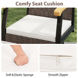 One Outdoor 360° Swivel Bar Stool with Cushion and Acacia Wood Armrests