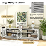 4-Door TV Stand for TVs up to 75 Inch Media Console Table with Adjustable Shelves-Oak