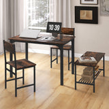 4 Pieces Rustic Dining Table Set with 2 Chairs and Bench