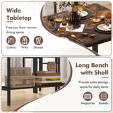 4 Pieces Rustic Dining Table Set with 2 Chairs and Bench