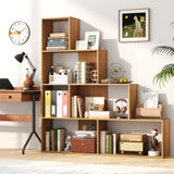 4-Tier Bookshelf Stair Bookcase with 6 Cubes Display Rack